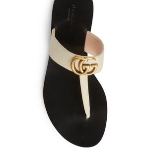 “White” Eggshell Gucci Thong sandal